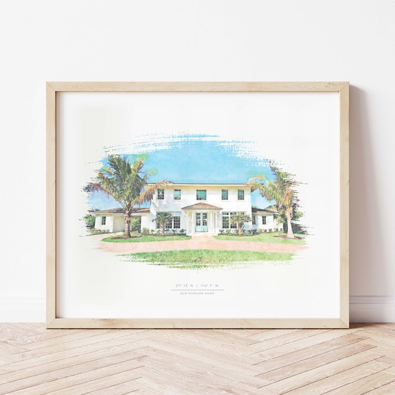Custom House Portrait - Watercolor