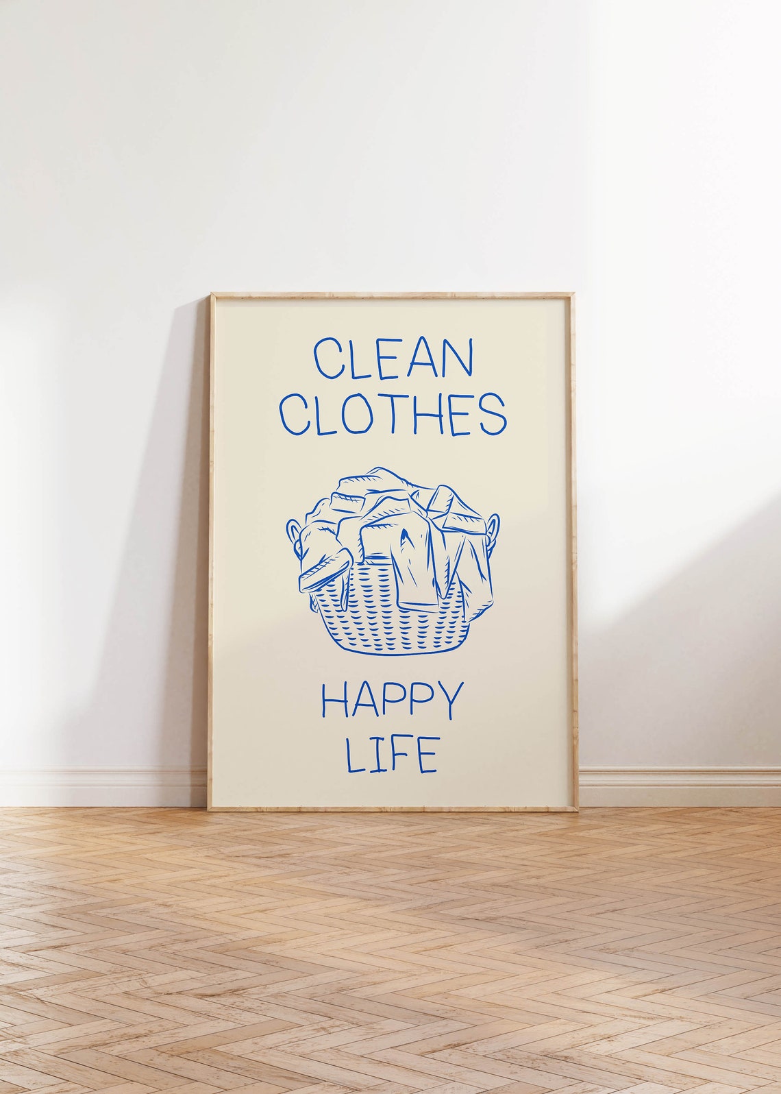 Clean Clothes Happy Life Laundry Basket Blue Room Quote Poster - Image 5