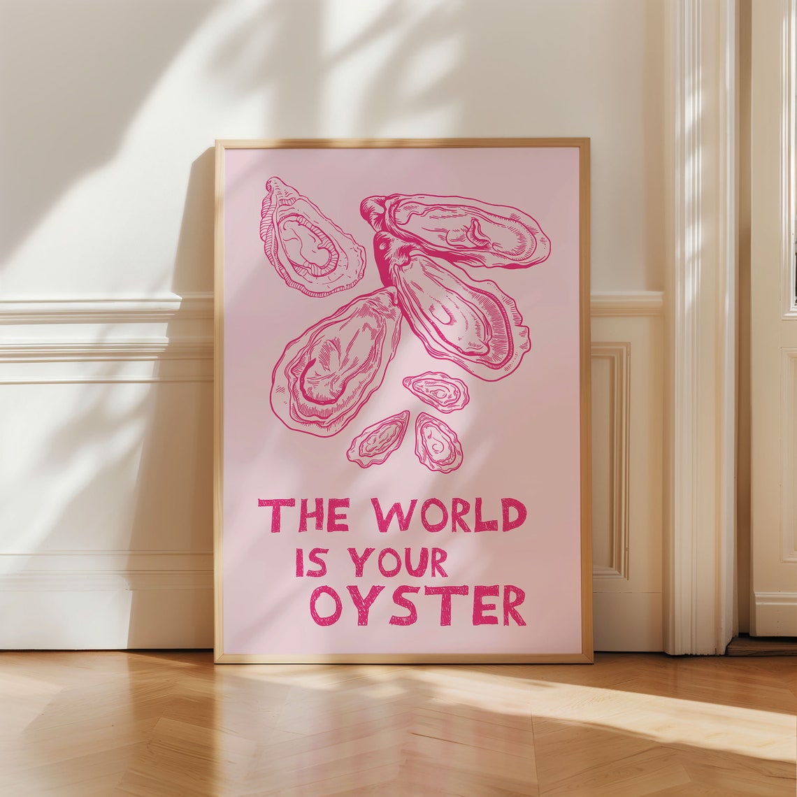 The World Is Your Oyster Pink Kitchen Quote Art Kitchen Decor Poster - Image 2