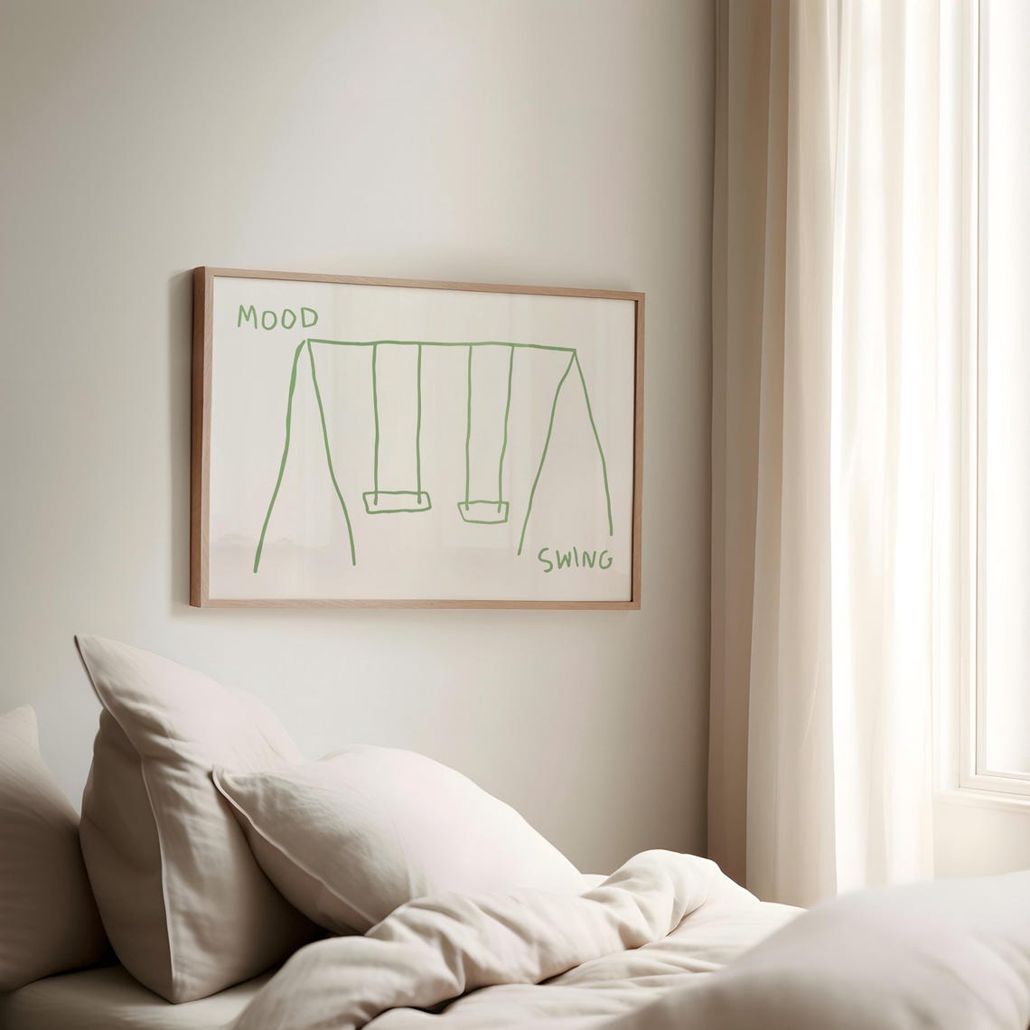 Mood Swing Pun Green Swing Set Line Art Funny Minimalist Poster - Image 3