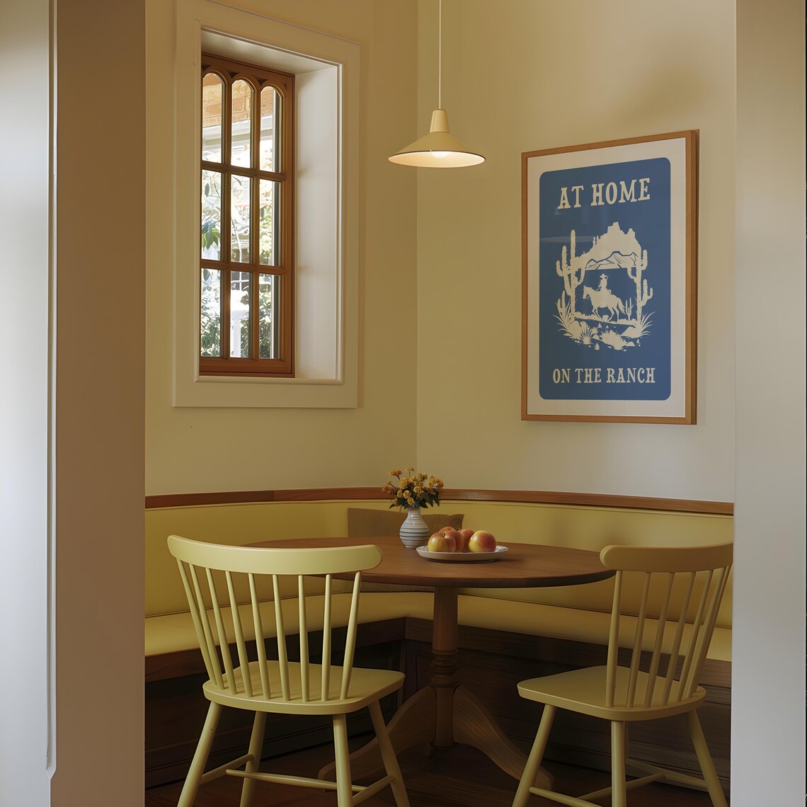 At Home On The Ranch Blue Cowboy Desert Western Quote Poster - Image 3