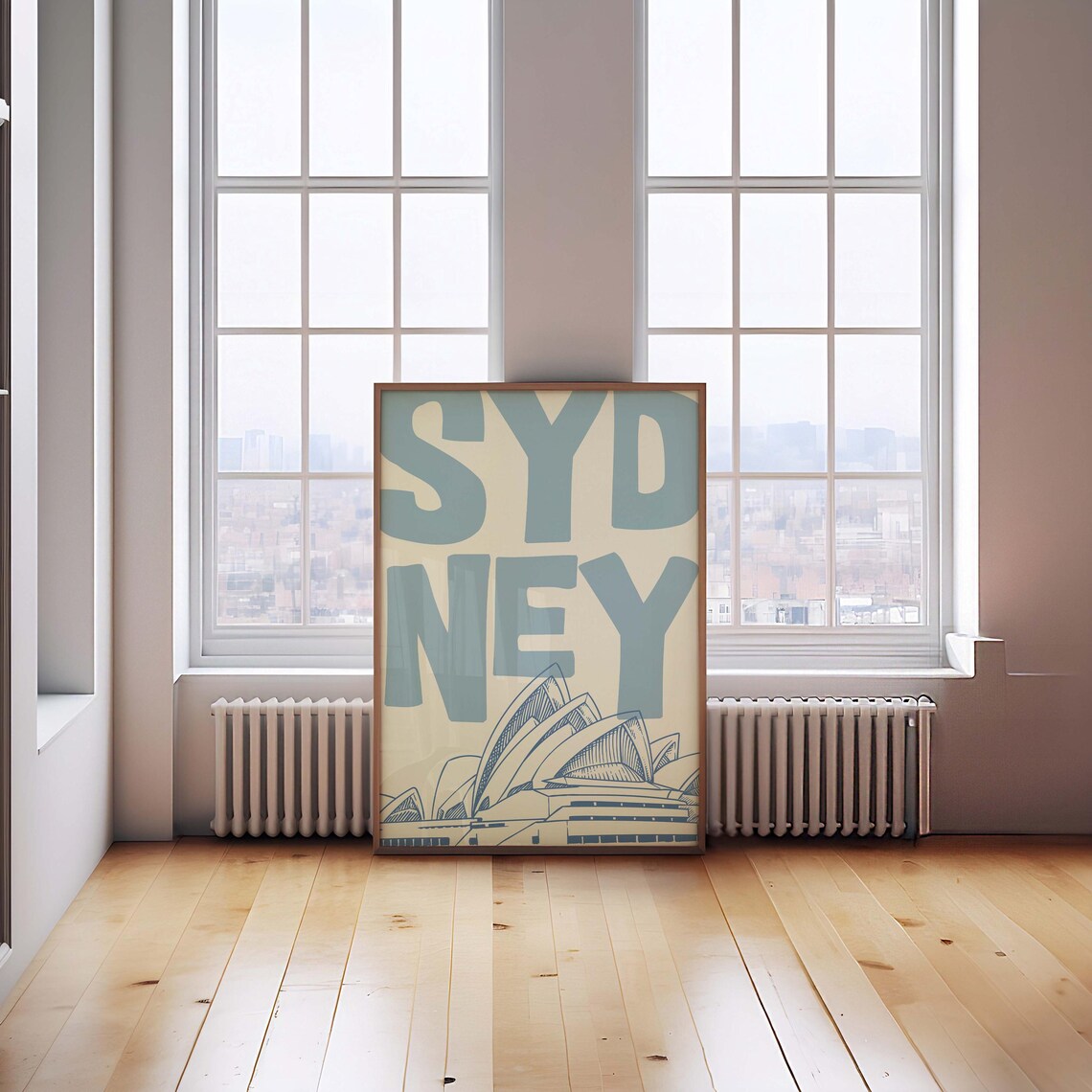 Sydney Opera House Vintage Blue Retro Travel Landmark Wall Poster - Image 2