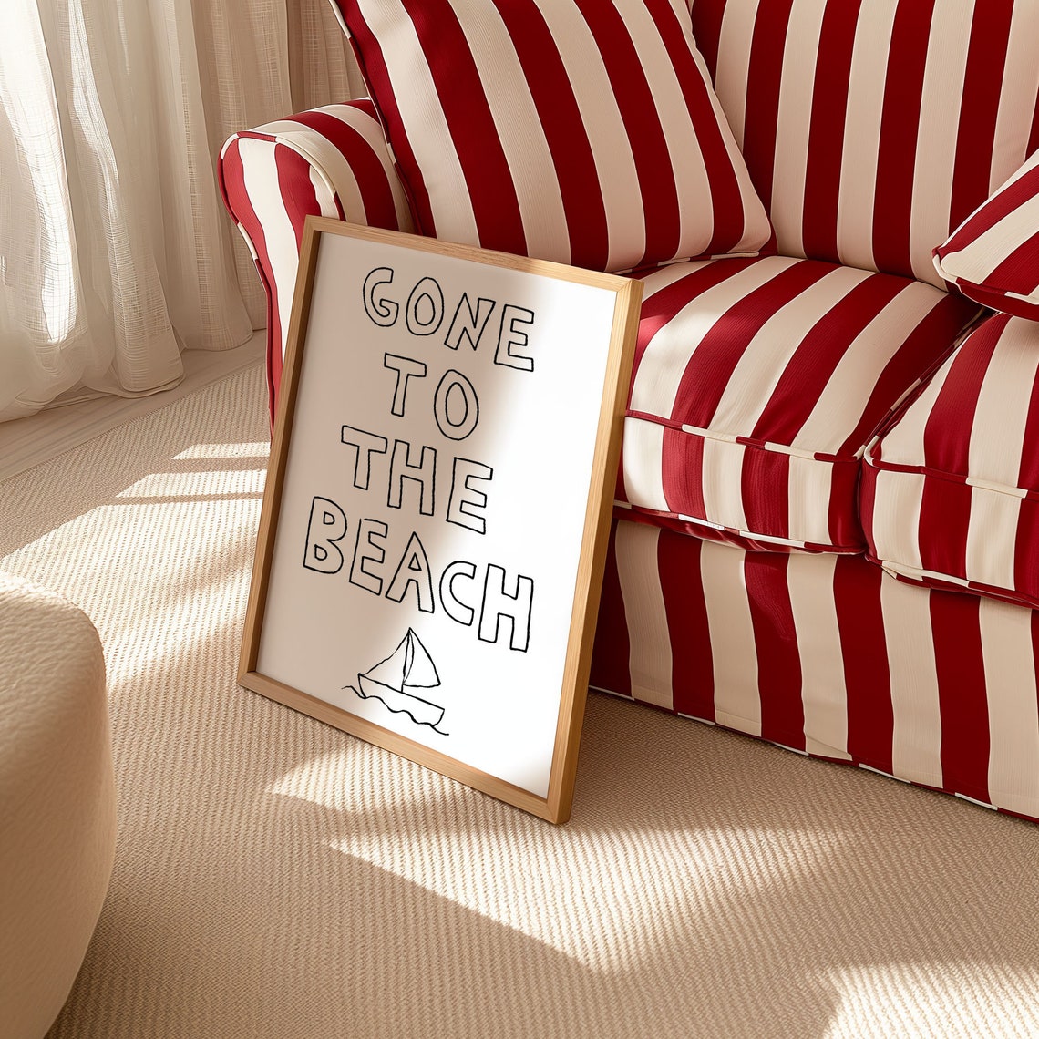 Gone To The Beach Sailboat Doodle Coastal Summer Quote Poster