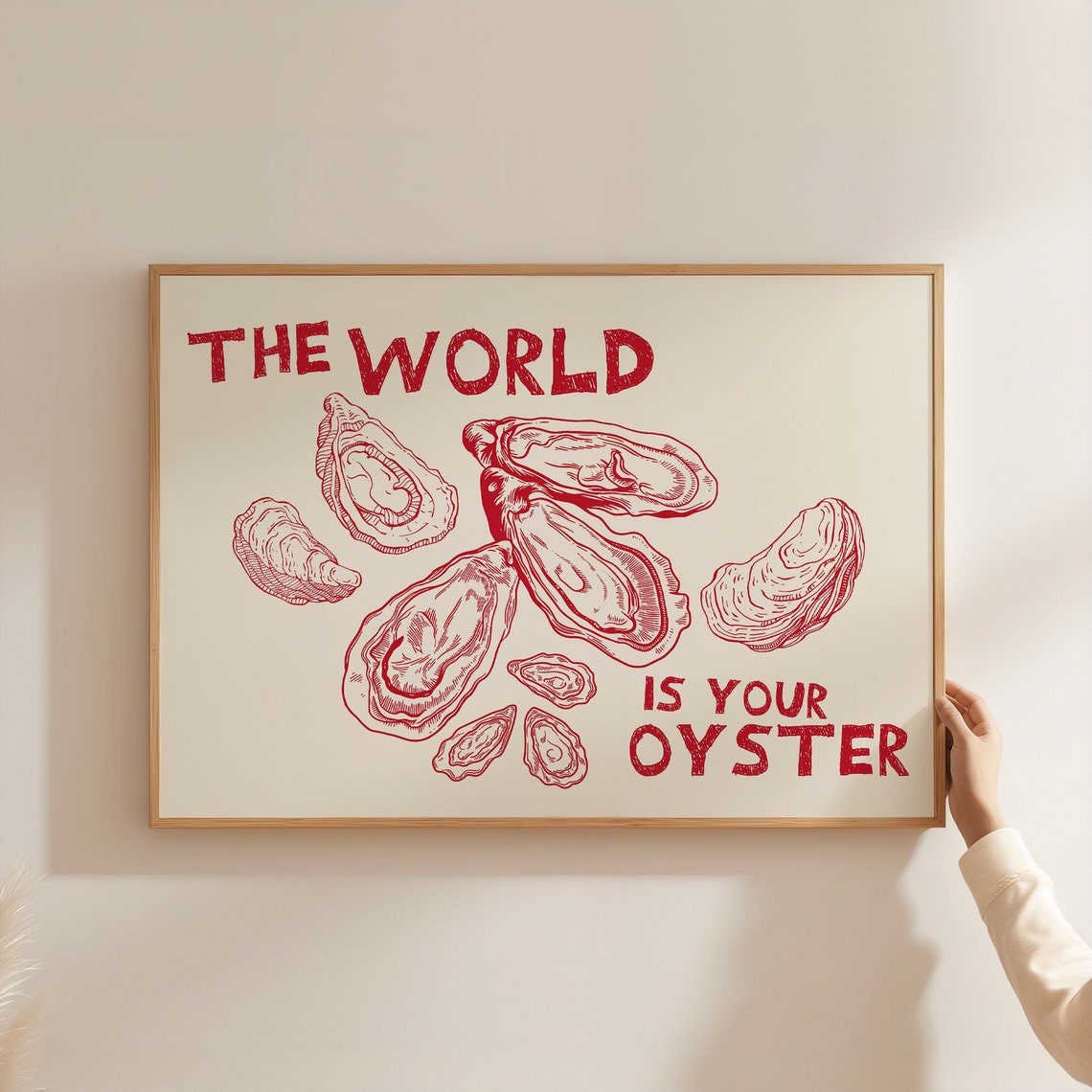 The World Is Your Oyster Red Shells Retro Kitchen Quote Poster - Image 4