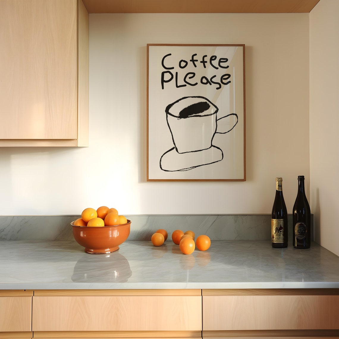 Coffee Please Hand Drawn Espresso Cup Minimalist Kitchen Poster - Image 5