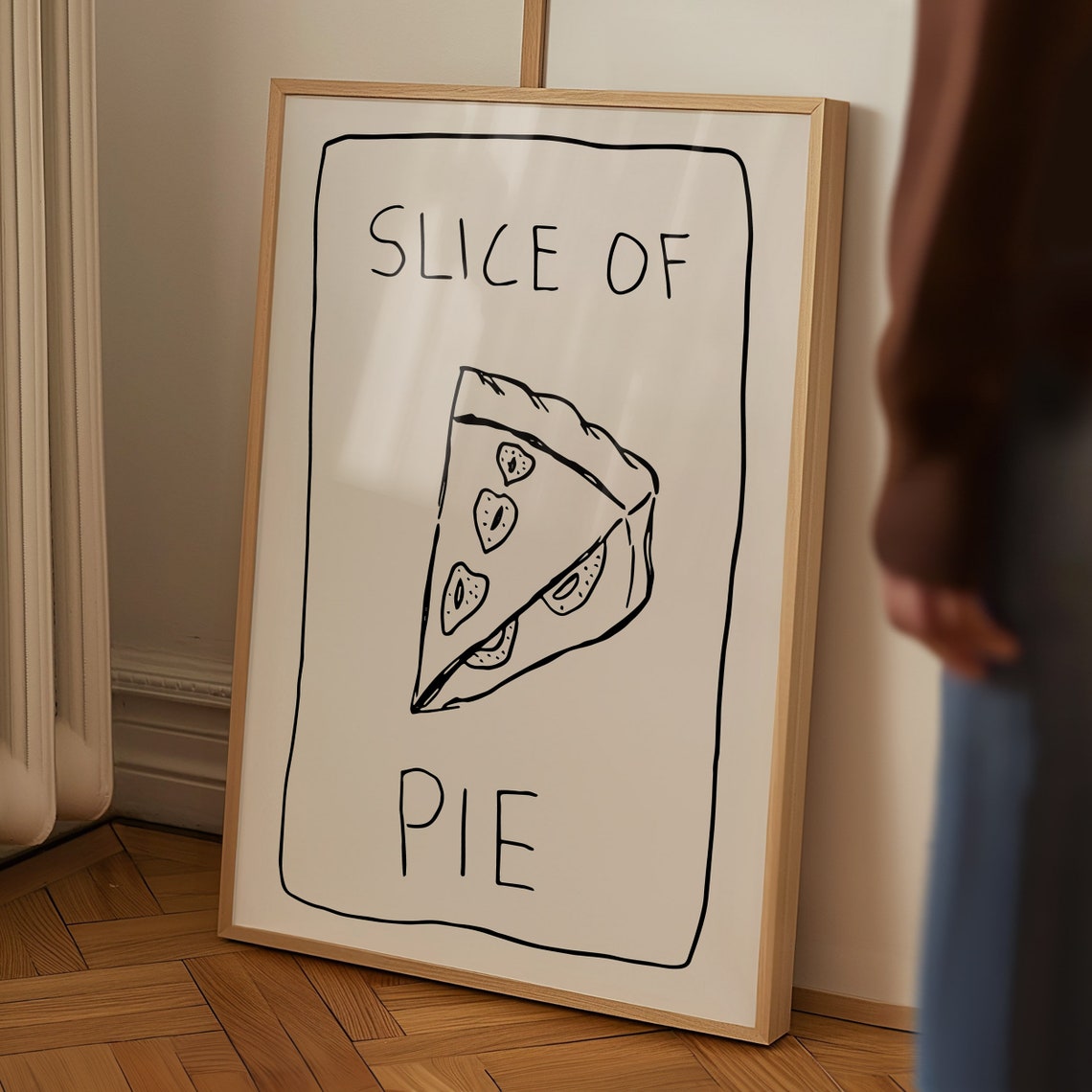 Slice of Pie Black Line Art Retro Kitchen Whimsical Dessert Poster - Image 5