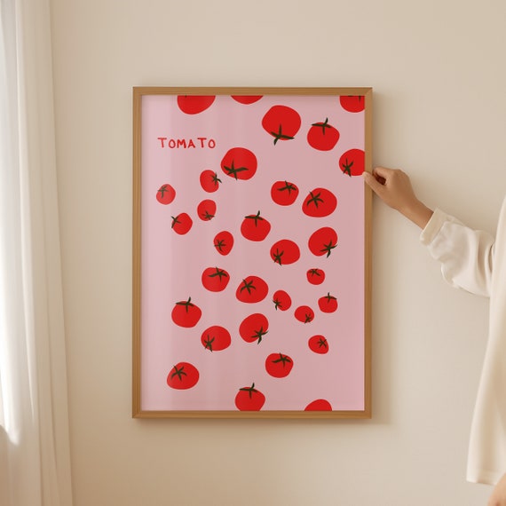 Tomatoes Wall Art Vintage Food Art Print Trendy Tomato Poster Retro Kitchen Art Red Tomatoes Food Art Print Trendy Wall Art