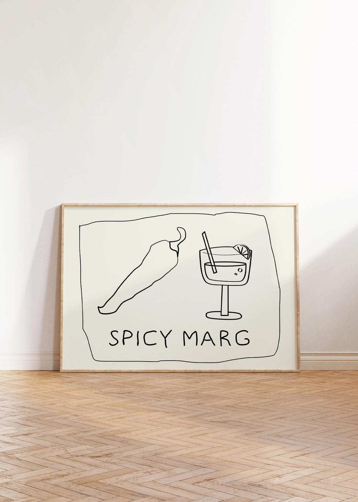 Spicy Marg Funny Margarita Chili Pepper Minimalist Bar Poster - Image 2