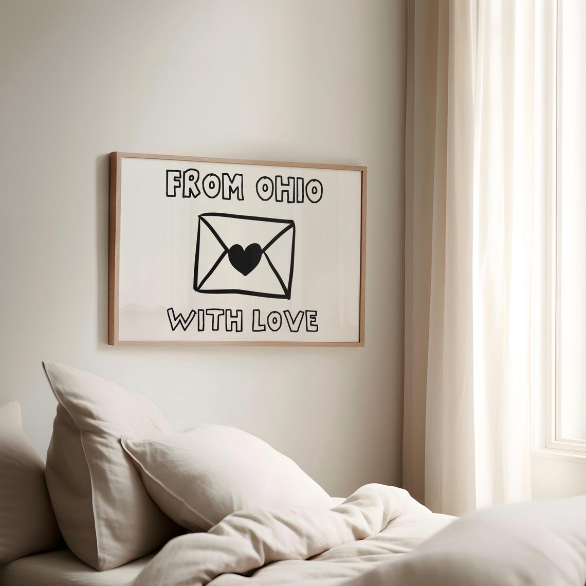 From Ohio With Love Envelope Heart Black And White State Poster - Image 2