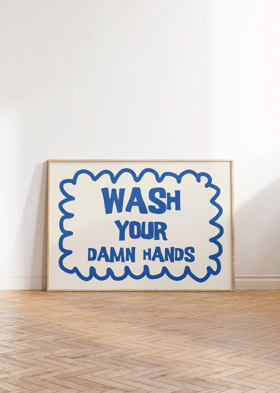 Wash Your Damn Hands Funny Blue Quote Horizontal Bathroom Wall Poster - Image 3