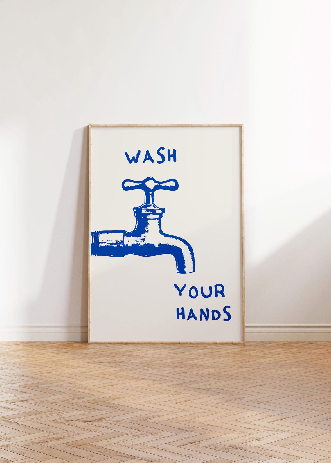 Wash Your Hands Blue Faucet Funny Bathroom Retro Art Decor Poster - Image 2