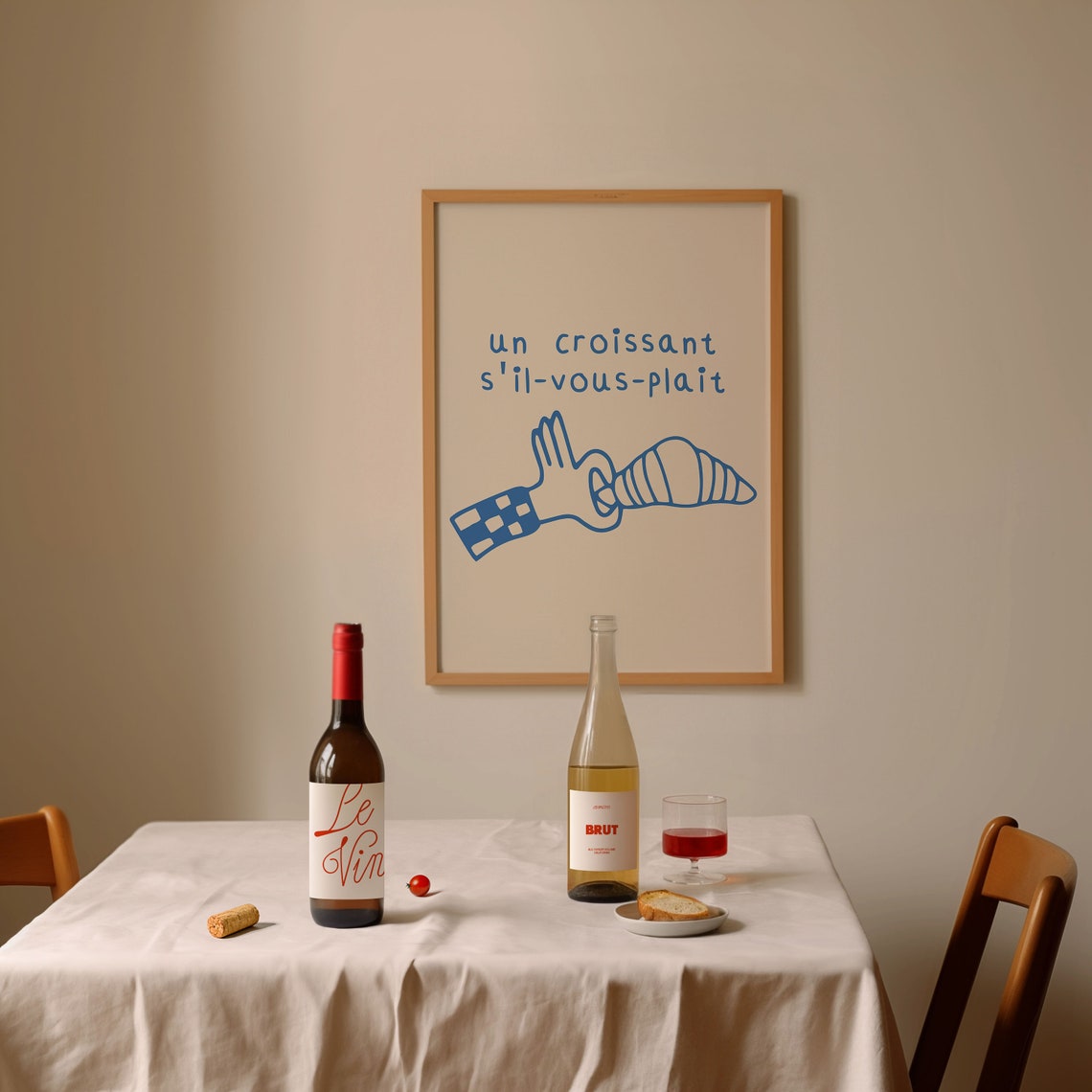 Un Croissant Sil Vous Plait Blue Hand Bakery French Phrase Poster - Image 2