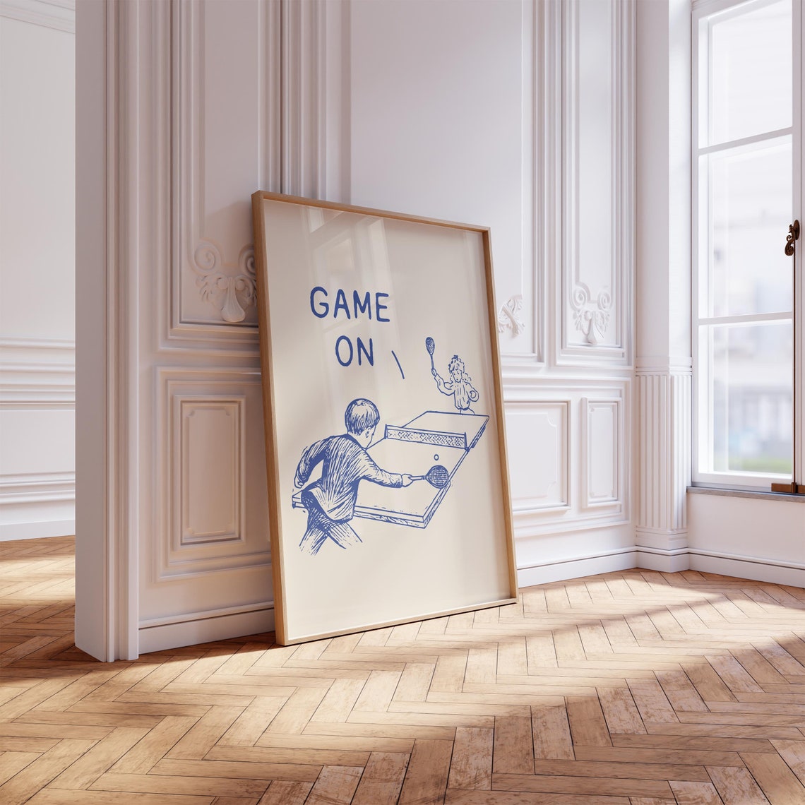 Game On Table Tennis Ping Pong Players Retro Sports Poster Art - Image 3
