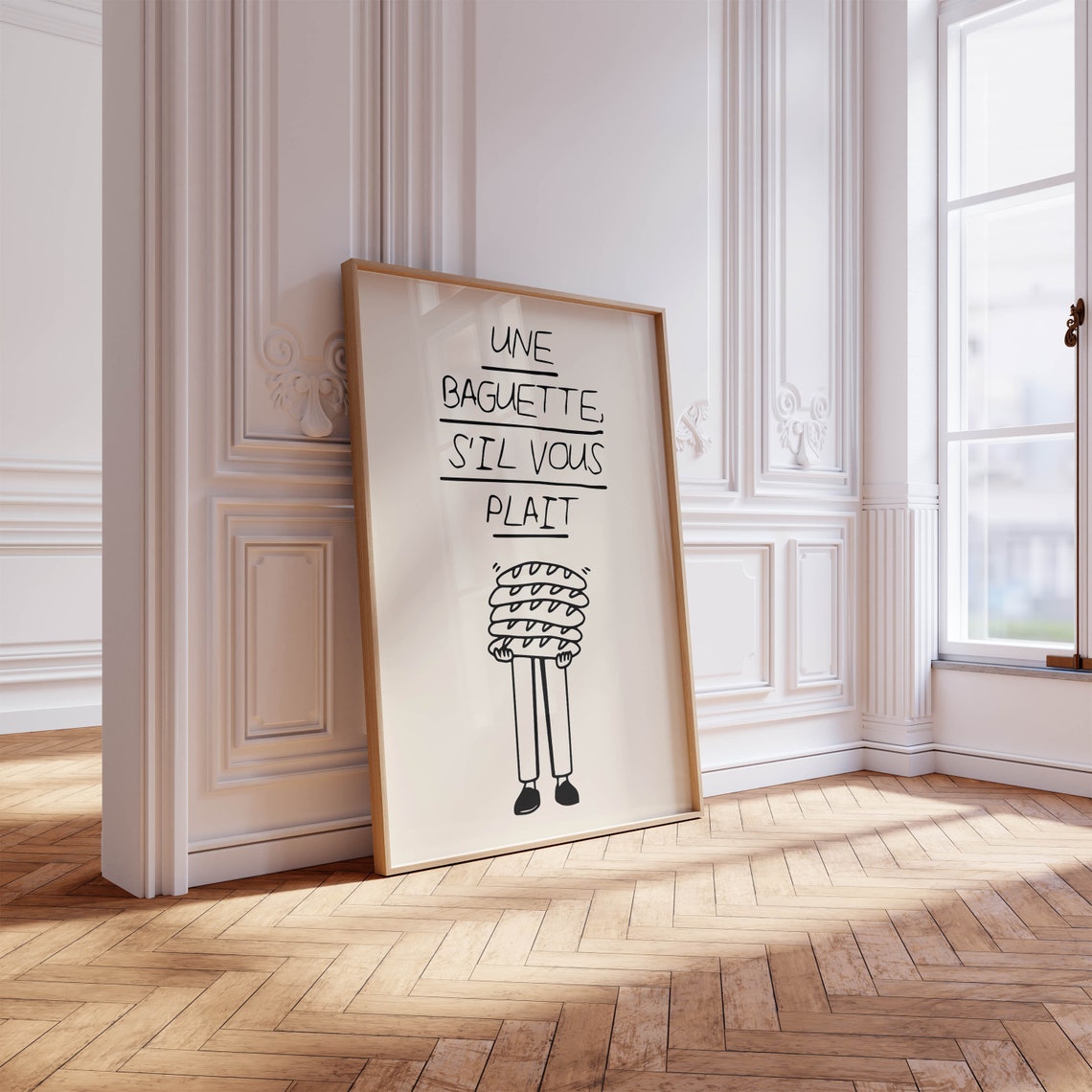 Une Baguette Sil Vous Plait French Bakery Humor Stack Art Poster - Image 2