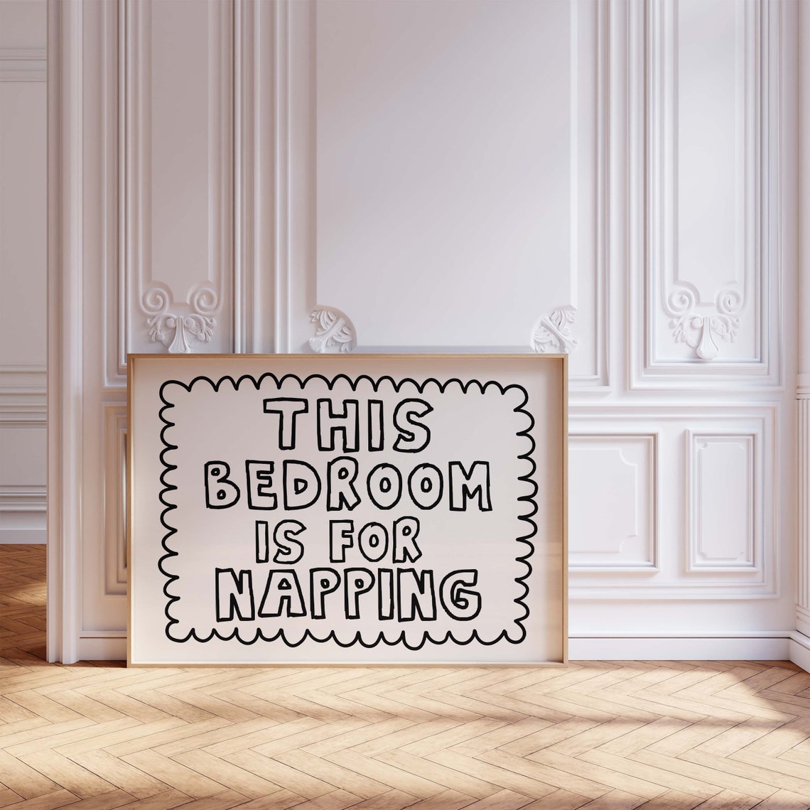 This Bedroom Is For Napping Funny Scalloped Quote Bedroom Poster - Image 4
