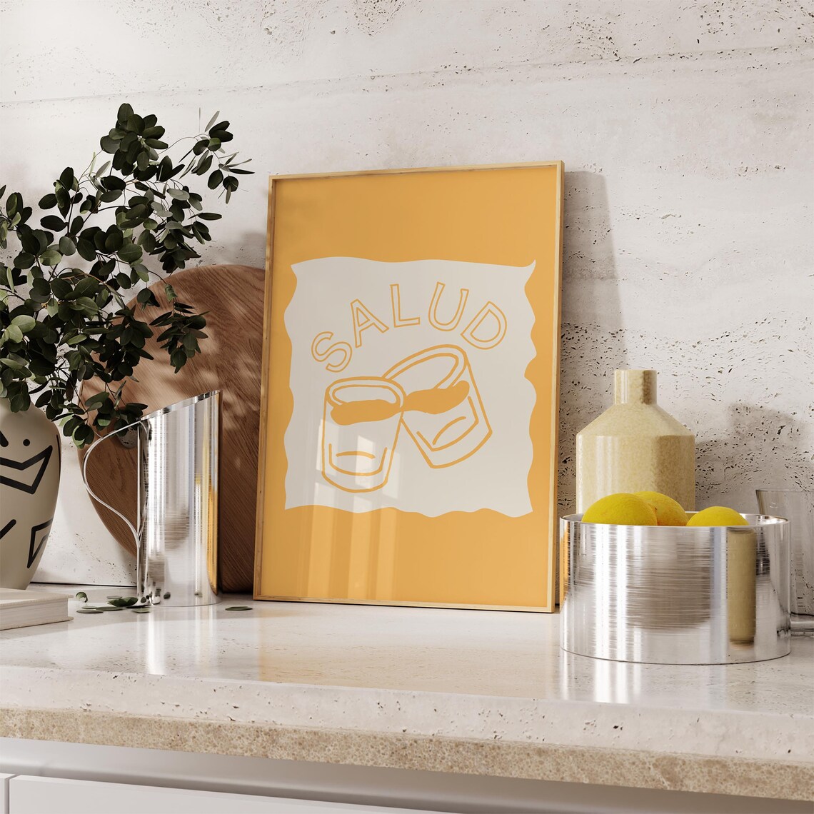 Salud Shot Glasses Cheers Orange Cream Retro Bar Toast Art Poster - Image 4