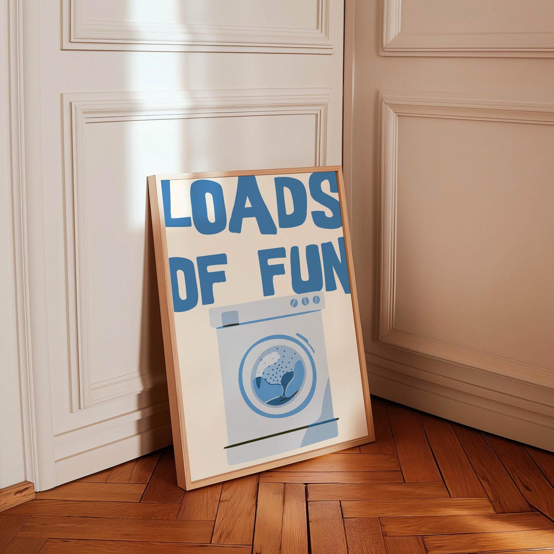 Cheerful Loads Of Fun Blue Laundry Washing Machine Retro Print - Image 2