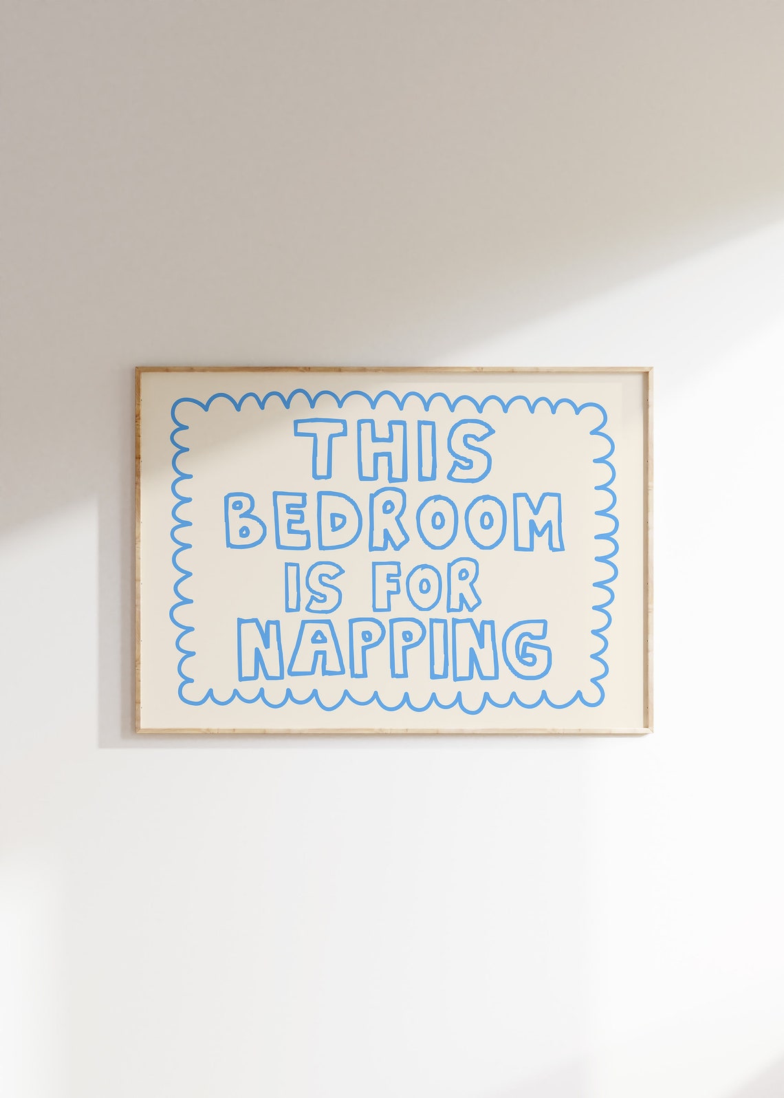 This Bedroom Is For Napping Blue Scalloped Quote Bedroom Poster - Image 2