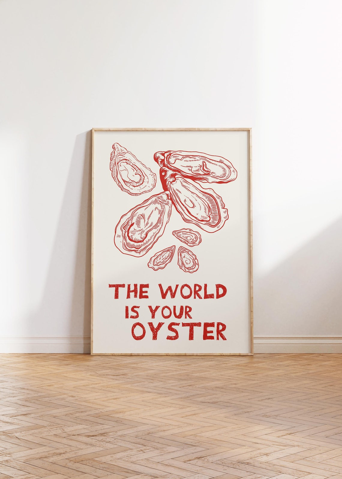 The World Is Your Oyster Red Kitchen Quote Art Kitchen Decor Poster - Image 5