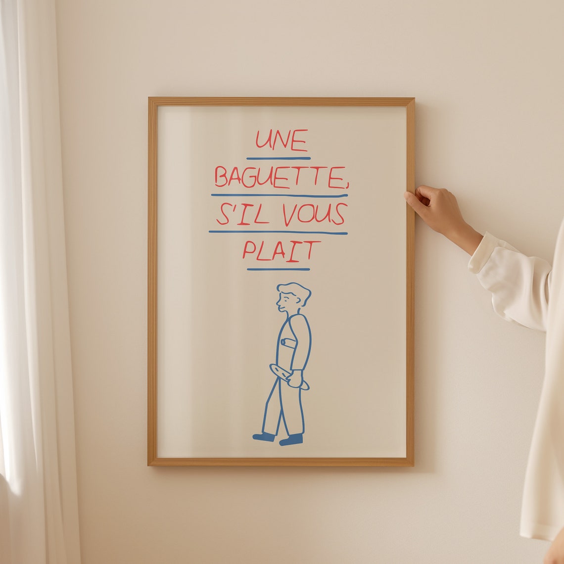 Une Baguette Sil Vous Plait Red Blue Charming French Figure Poster - Image 4
