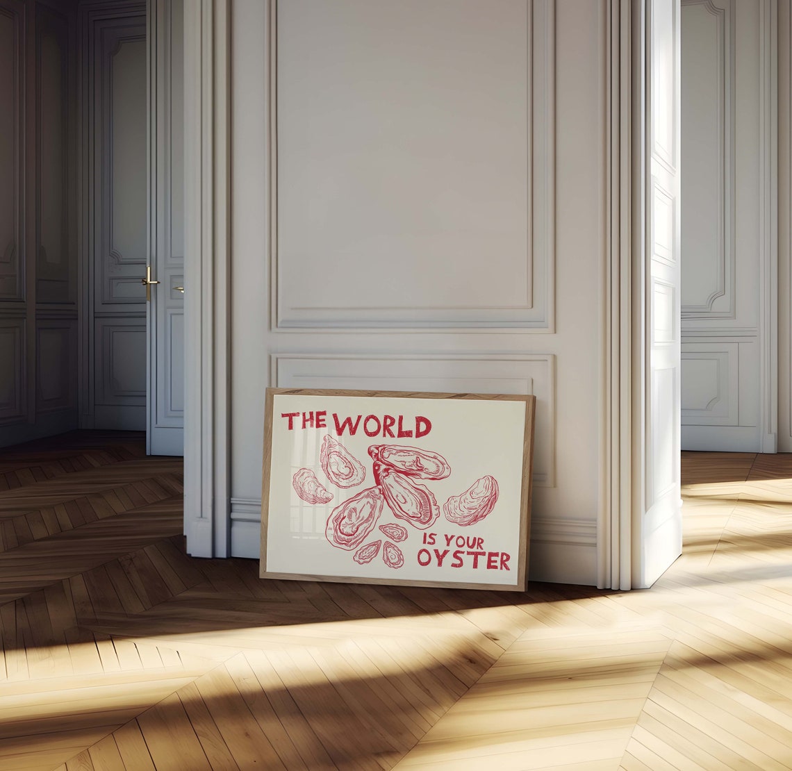 The World Is Your Oyster Red Shells Retro Kitchen Quote Poster - Image 3