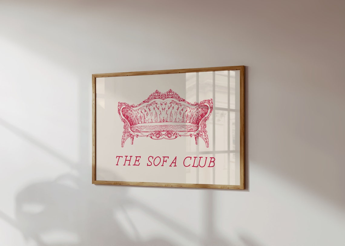 The Sofa Club Pink Vintage Ornate Sofa Horizontal Art Poster - Image 3