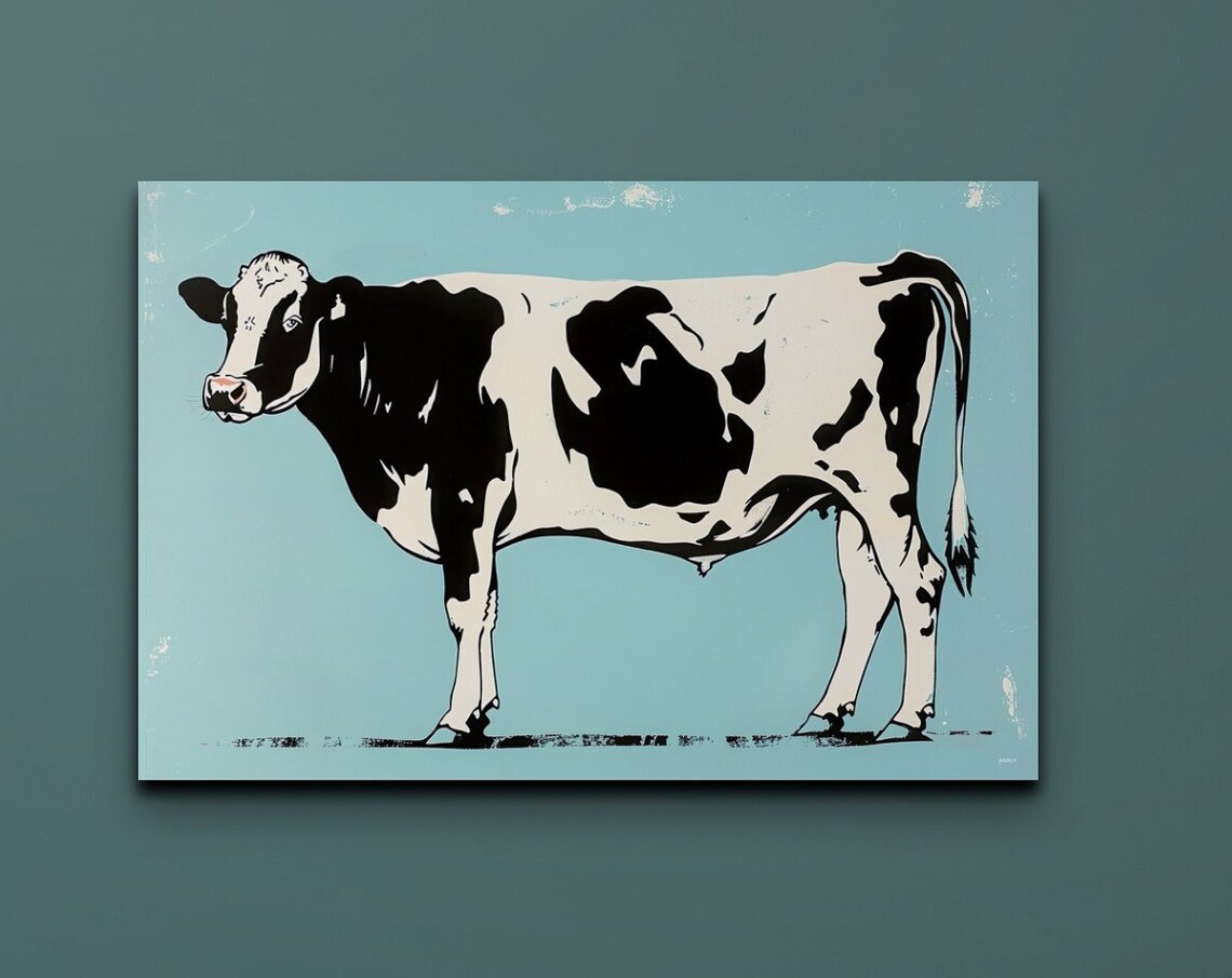 Spotted Holstein Cow Side Profile Retro Pop Art Farmhouse Poster