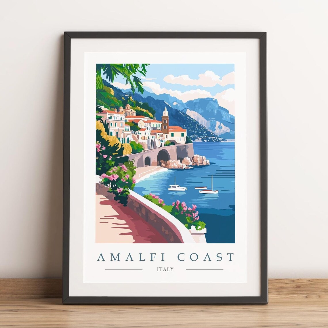 Amalfi Coast Italy Cliffside Village Overlooking the Sea Poster