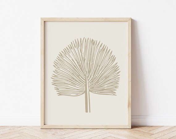 Palm Frond Fan Leaf Beige Minimalist Neutral Botanical Wall Art