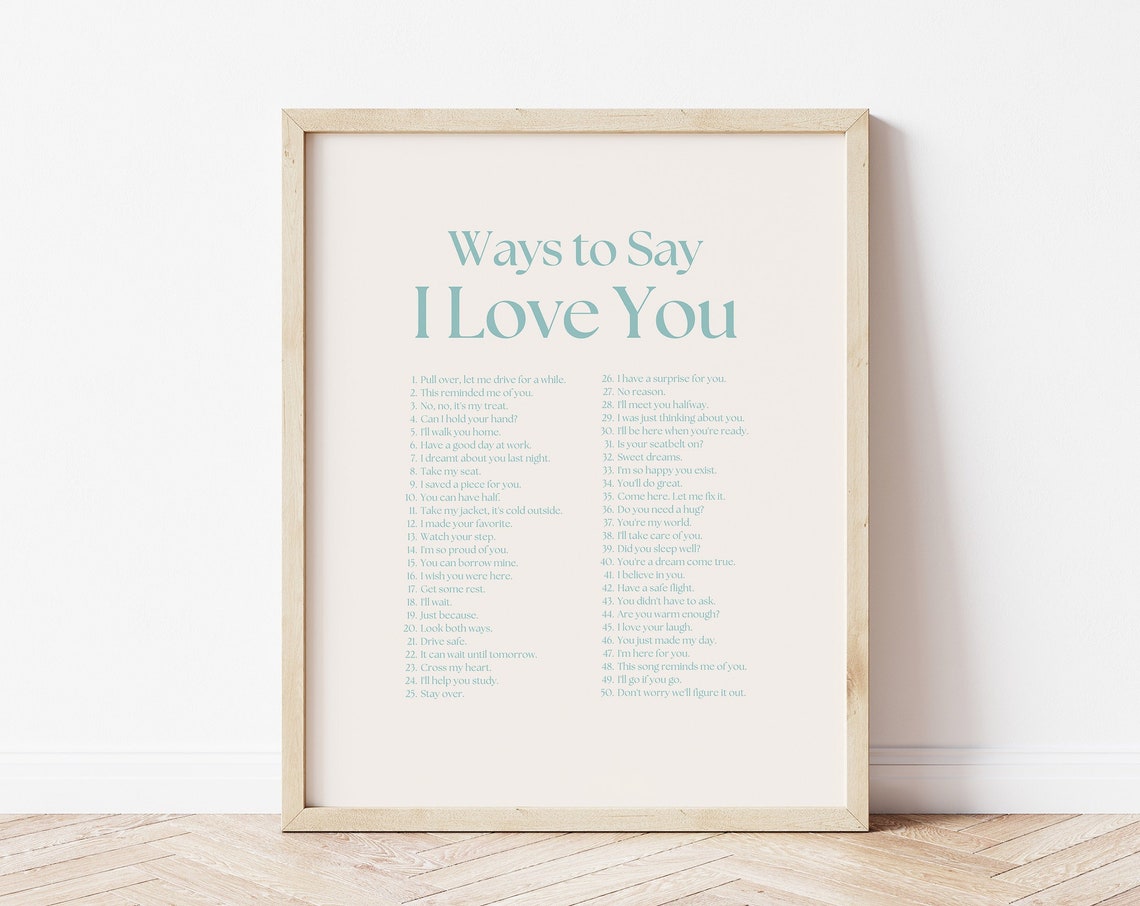 Ways to Say I Love You Teal Serif Soft Romantic Typography Poster