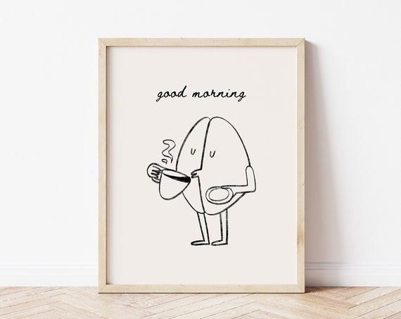 Hand Drawn Coffee Print Coffee Illustration Print Good Morning Coffee Neutral Kitchen Decor Coffee Lover Print Minimalist Coffee Print