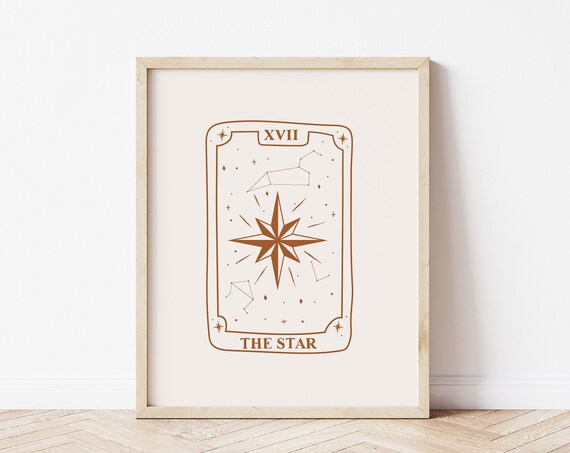The Star XVII Tarot Card Copper Line Art Celestial Mystic Poster