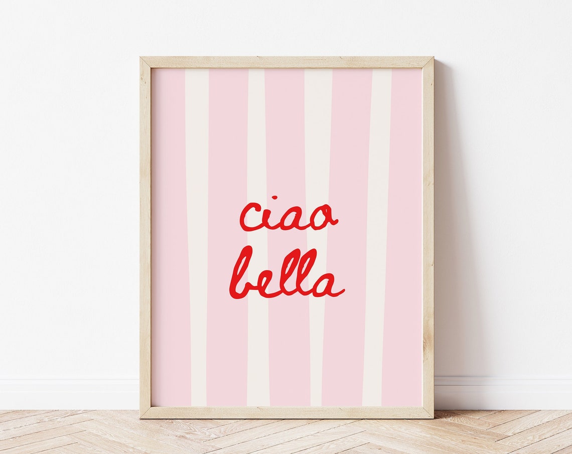 Ciao Bella Print Italian Summer Print European Trendy Wall Art Italy Poster Amalfi Coast Art Italian Quote Print Summer Art Print Ciao