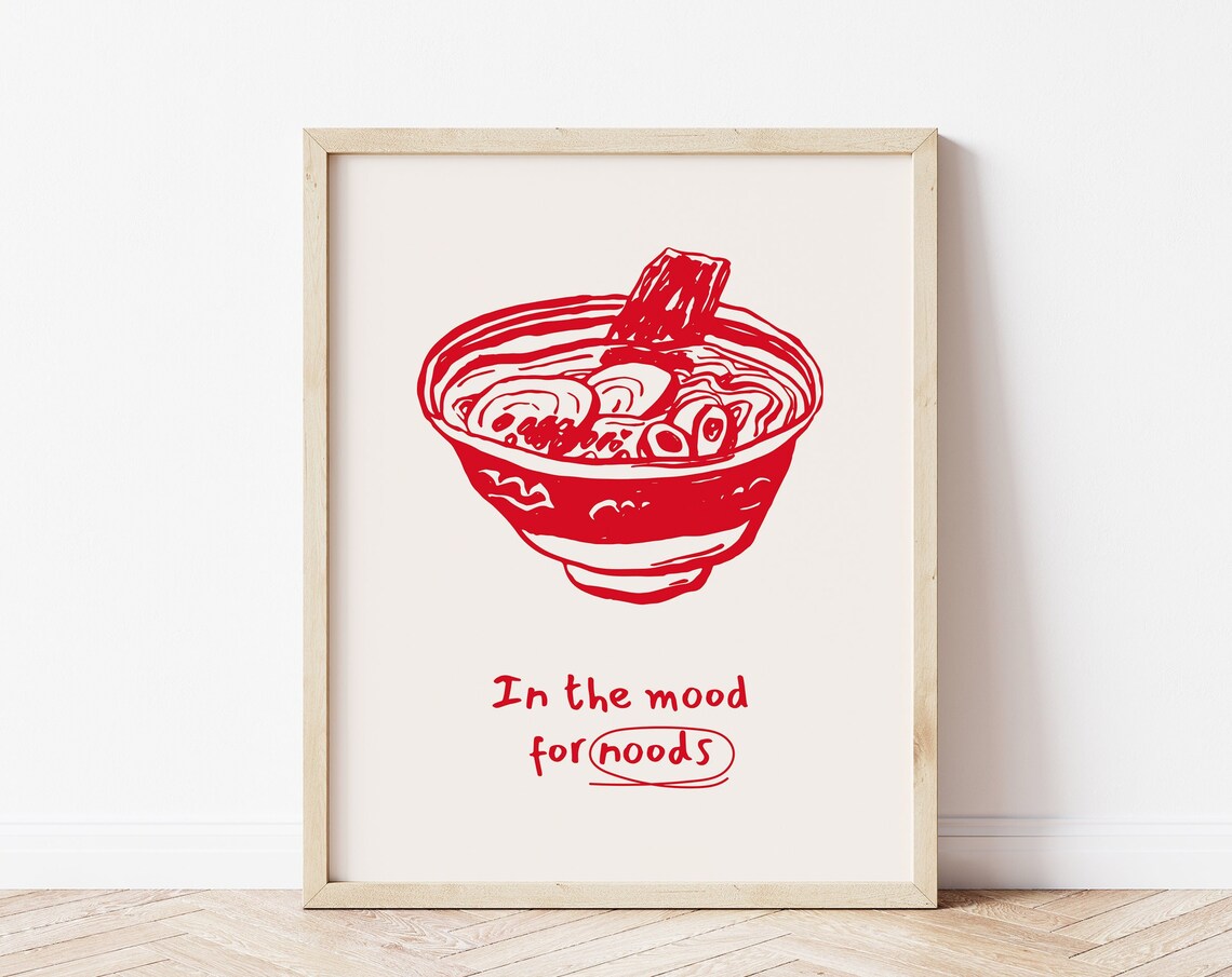 In The Mood For Noods Red Ramen Noodle Bowl Kitchen Wall Art