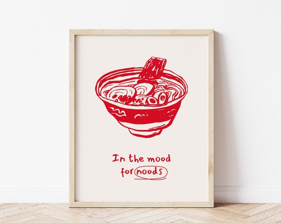 Japanese Ramen Wall Art Ramen Print Noodles Wall Art Funny Noods Print Send Noods Food Poster Kitchen Print Modern Food Print
