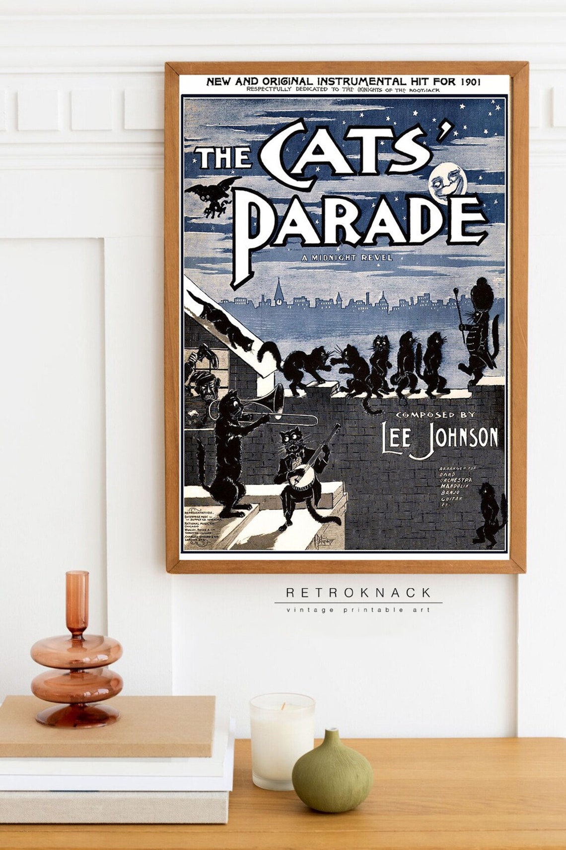 The Cats Parade 1901 Sheet Music Cover Vintage Cats Orchestra Poster - Image 2