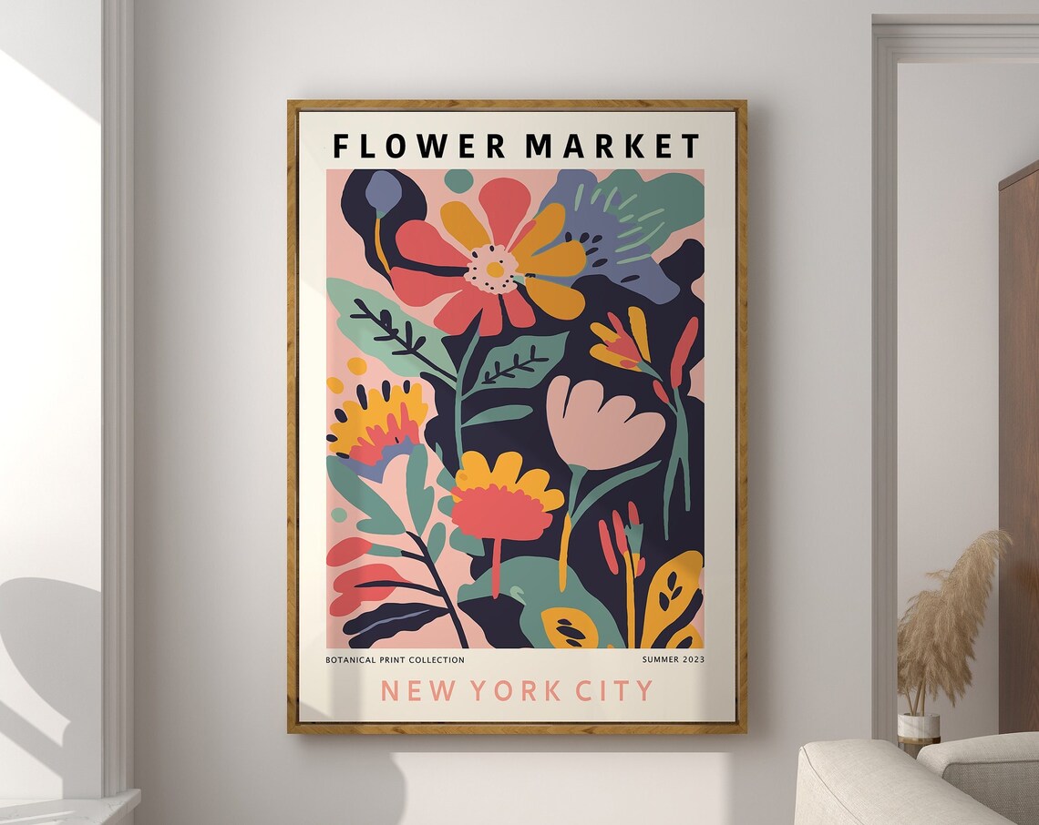 Colourful Flower Market New York City Floral Art Print