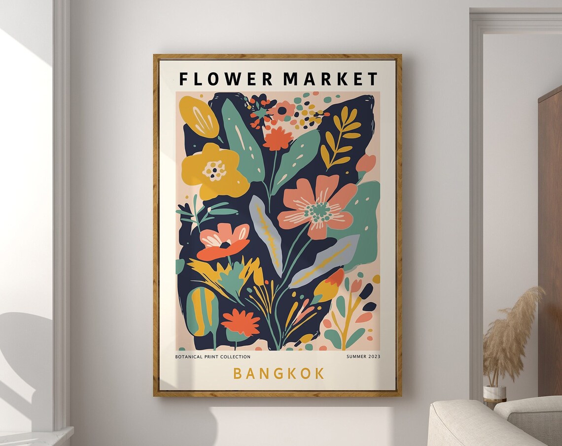 Bangkok Flower Market Abstract Floral Art Print