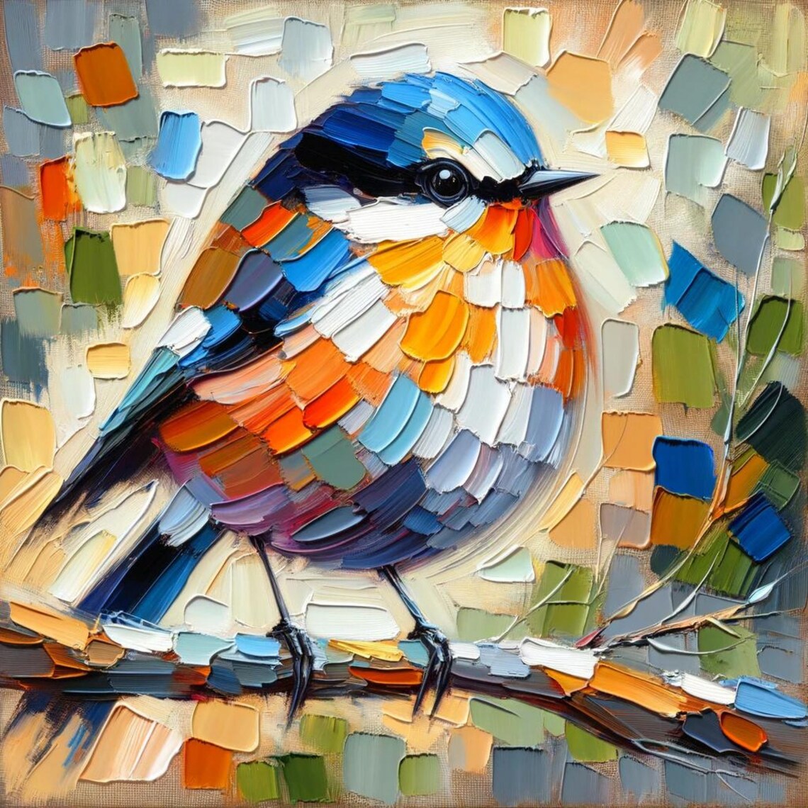 Songbird Ceramic Art Tile, Expressionist Bird Decor - Image 4
