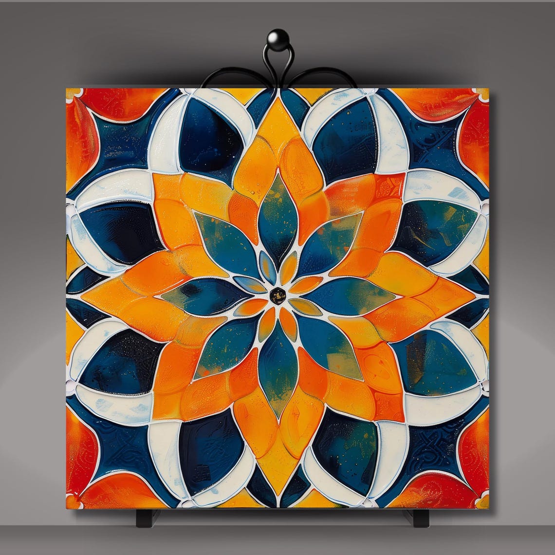 Handmade Moroccan Ceramic Tile 2 Decorative Tile Backsplash Tile Spanish Influence Wall Art Geometric Kitchen Tile Boho Art Decor - Image 5