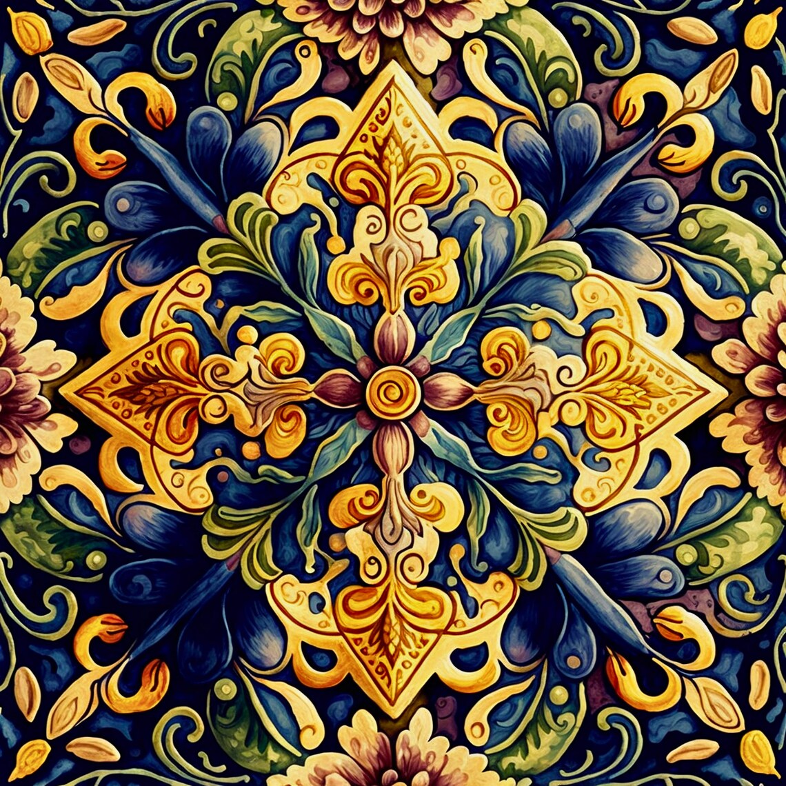 Deruta Style Ceramic Tile Art Print, Italian Kitchen - Image 4