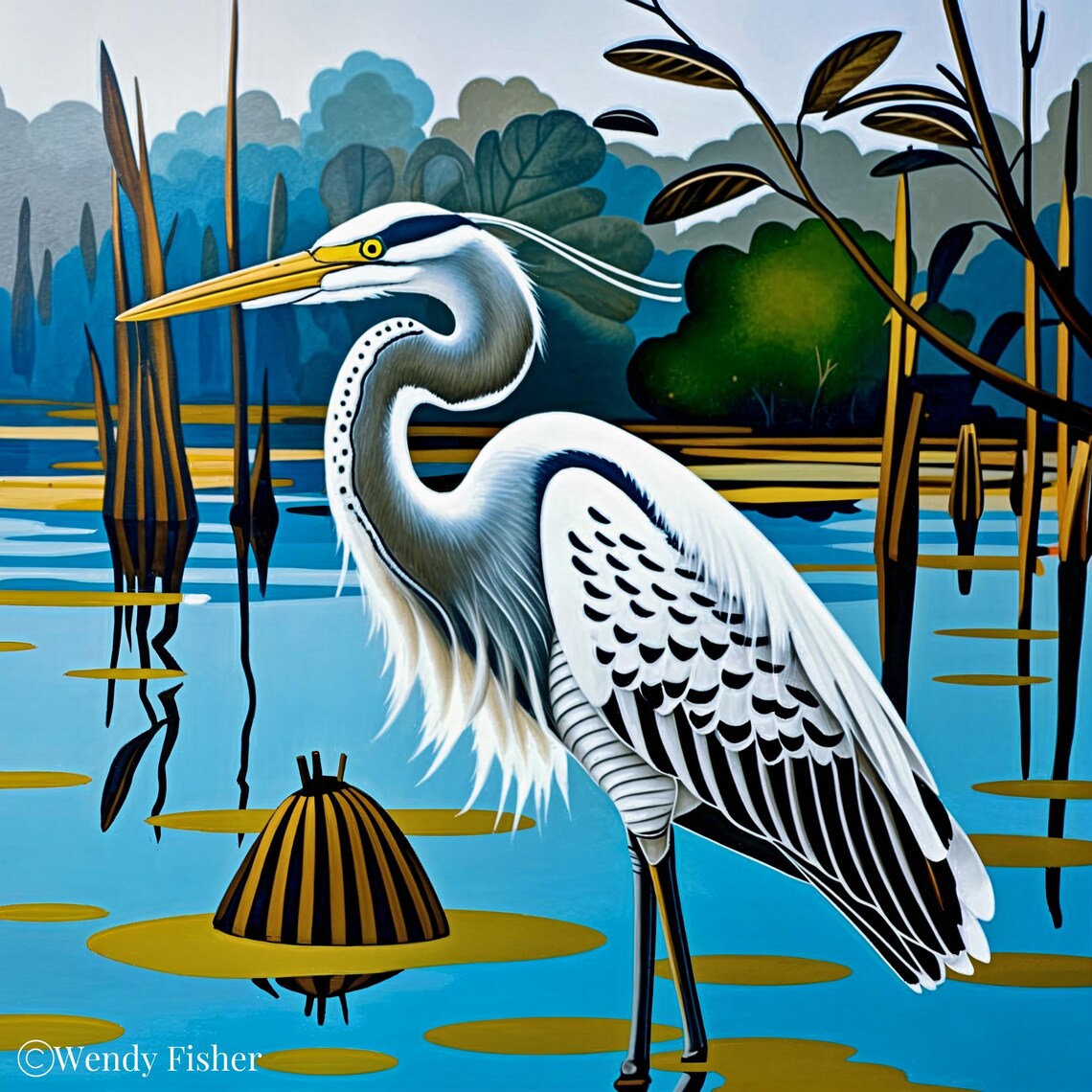 Great Blue Heron Decorative Ceramic Tile Art - Image 4