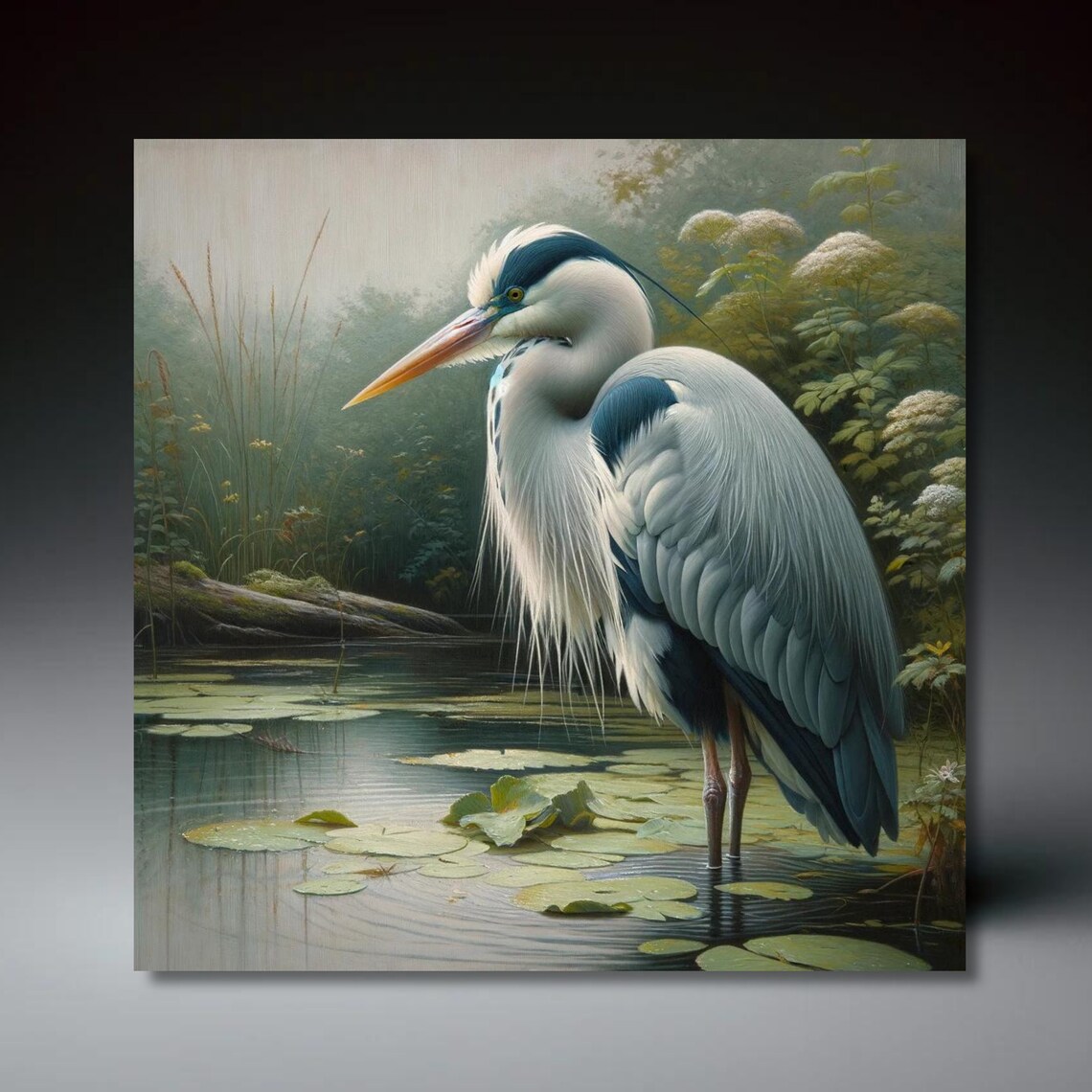 Blue Heron Vintage Audubon Style Wall Art Print