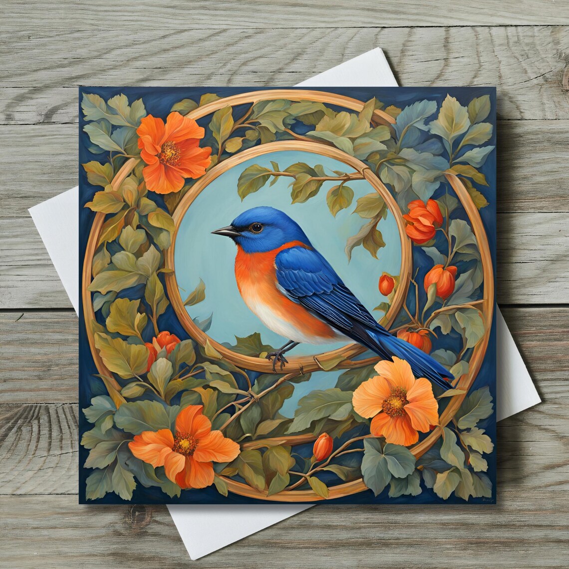 William Morris Inspired Eastern Bluebird Art Print - Image 2