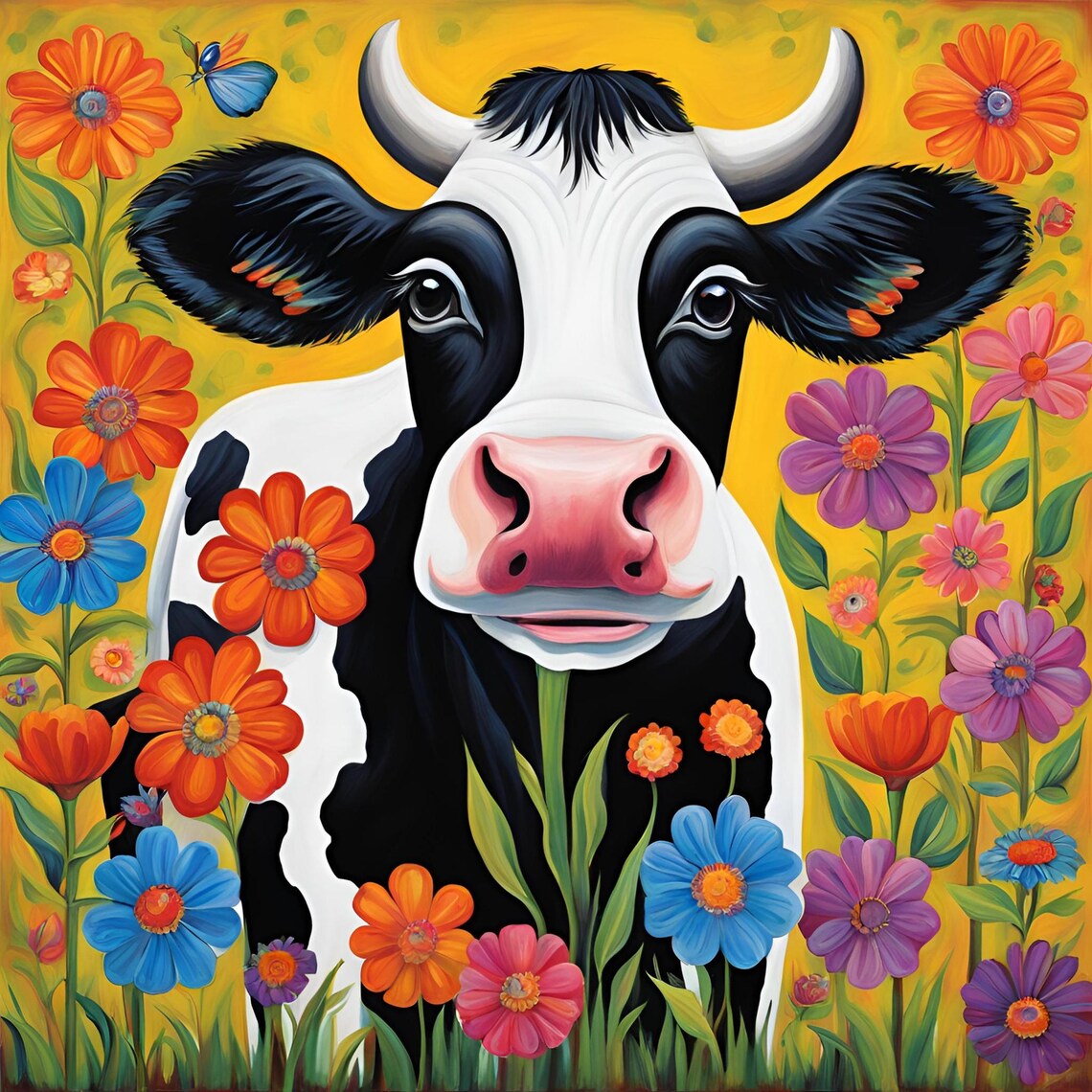 Whimsical Cow Folk Art, Farmhouse Kitchen Poster Print - Image 4
