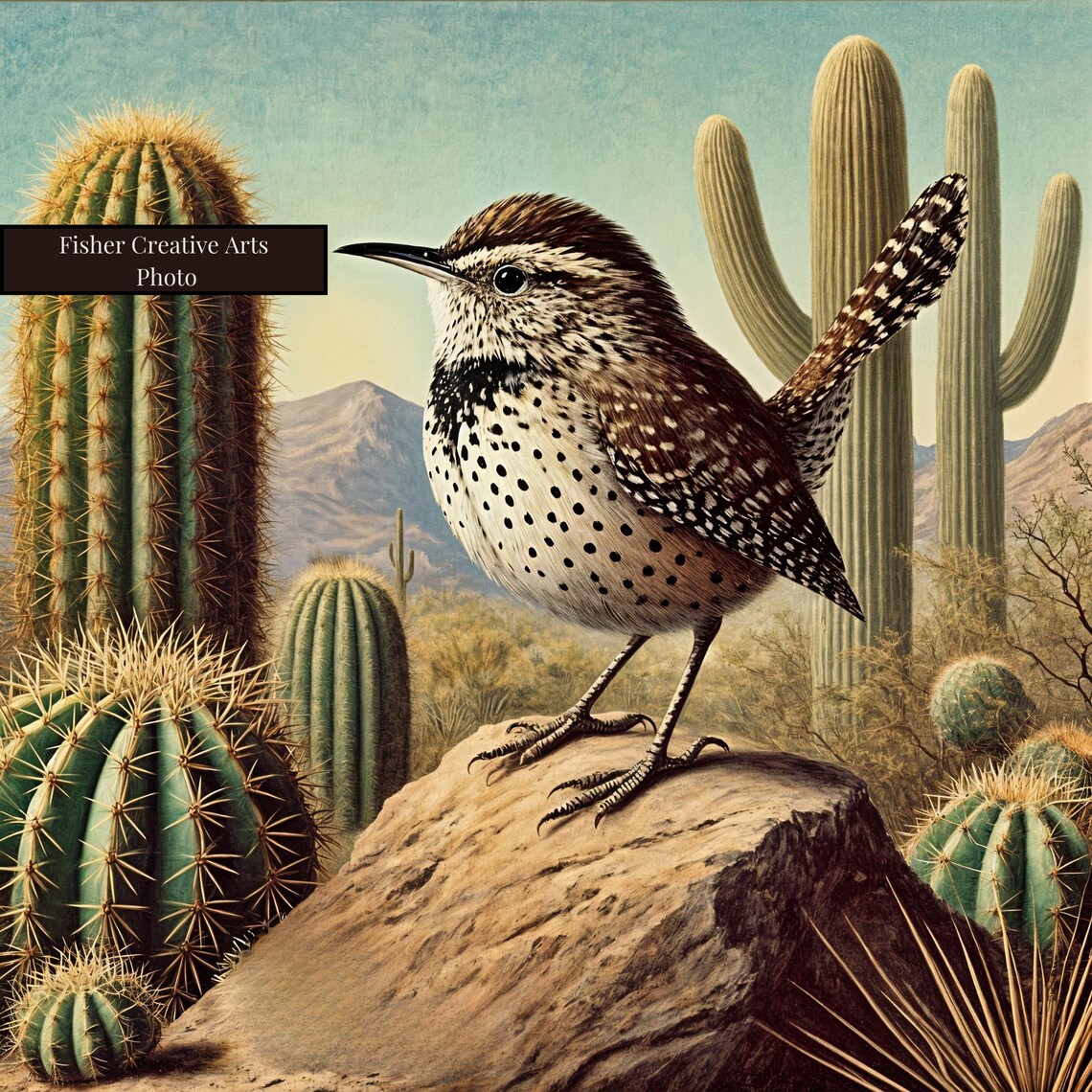 Cactus Wren Southwestern Decor, Arizona State Bird Art Print - Image 4