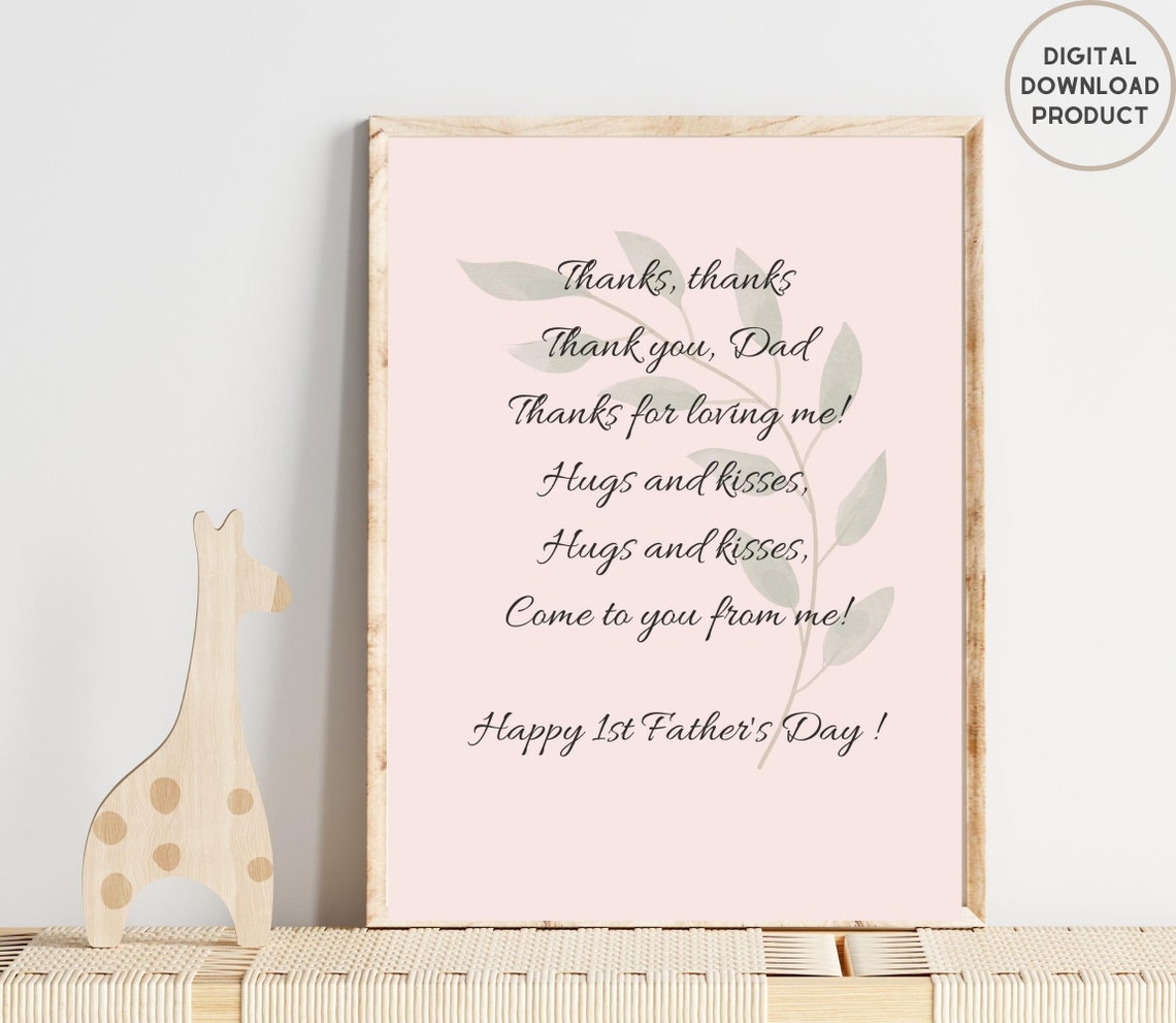 Loving Thanks Thank You Dad First Father's Day Pink Poem Poster