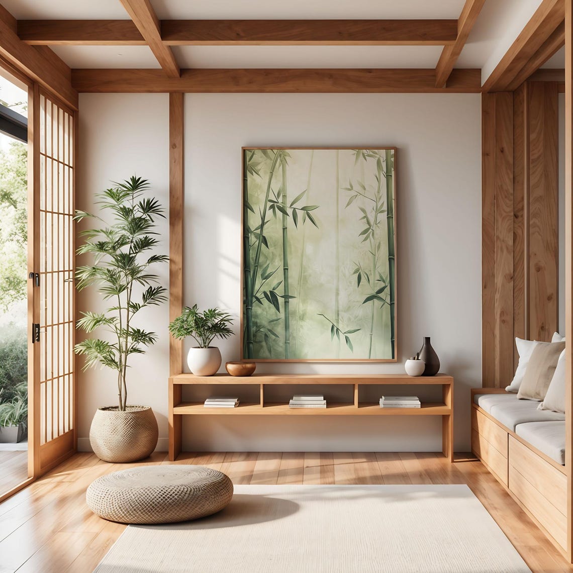 Bamboo Forest Mist Japandi Zen Wall Art Minimalist Bamboo Print Wabi Sabi Decor Tranquil Nature Poster Modern Home Decor - Image 3