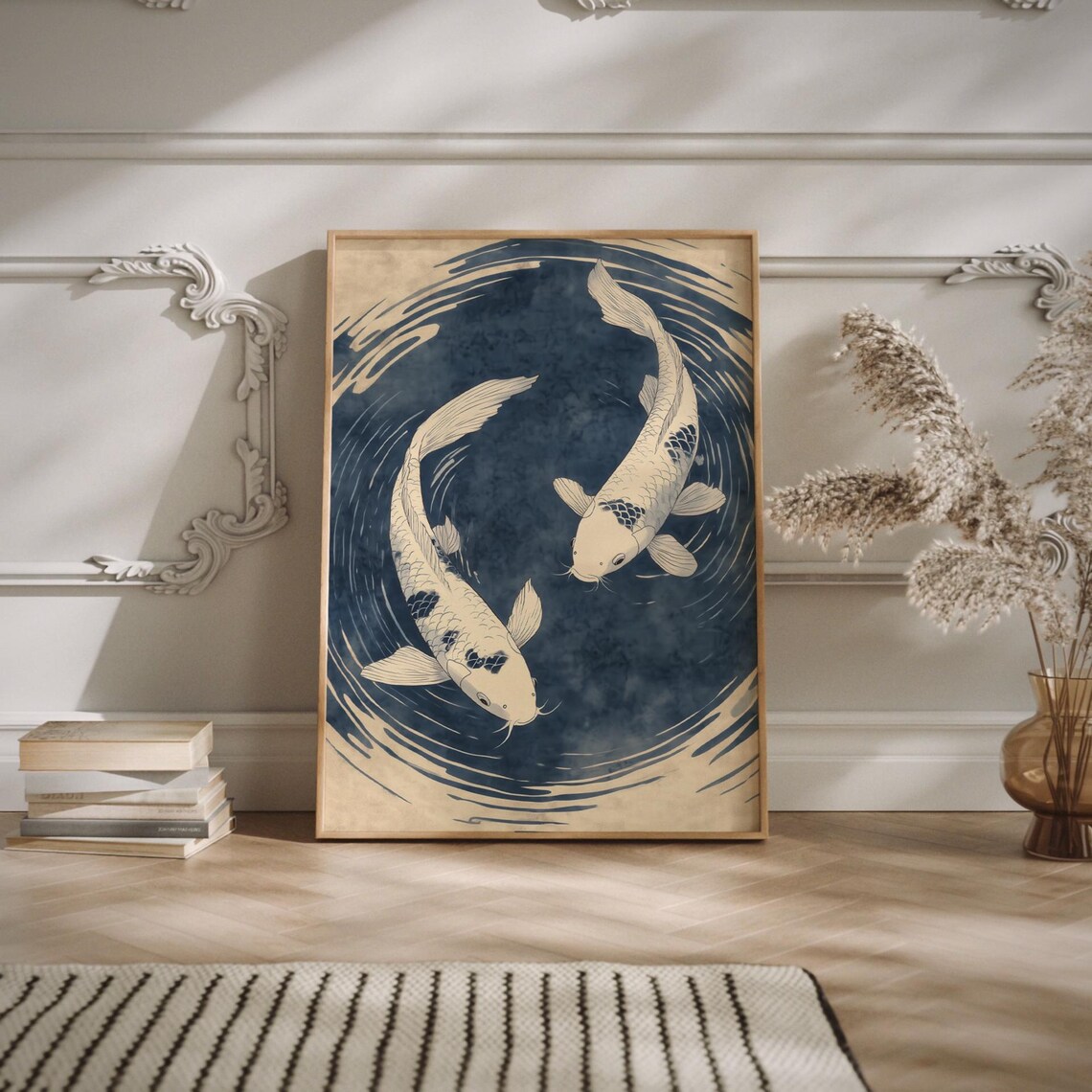 Yin Yang Koi Balance, Japandi Minimalist Art Print - Image 2