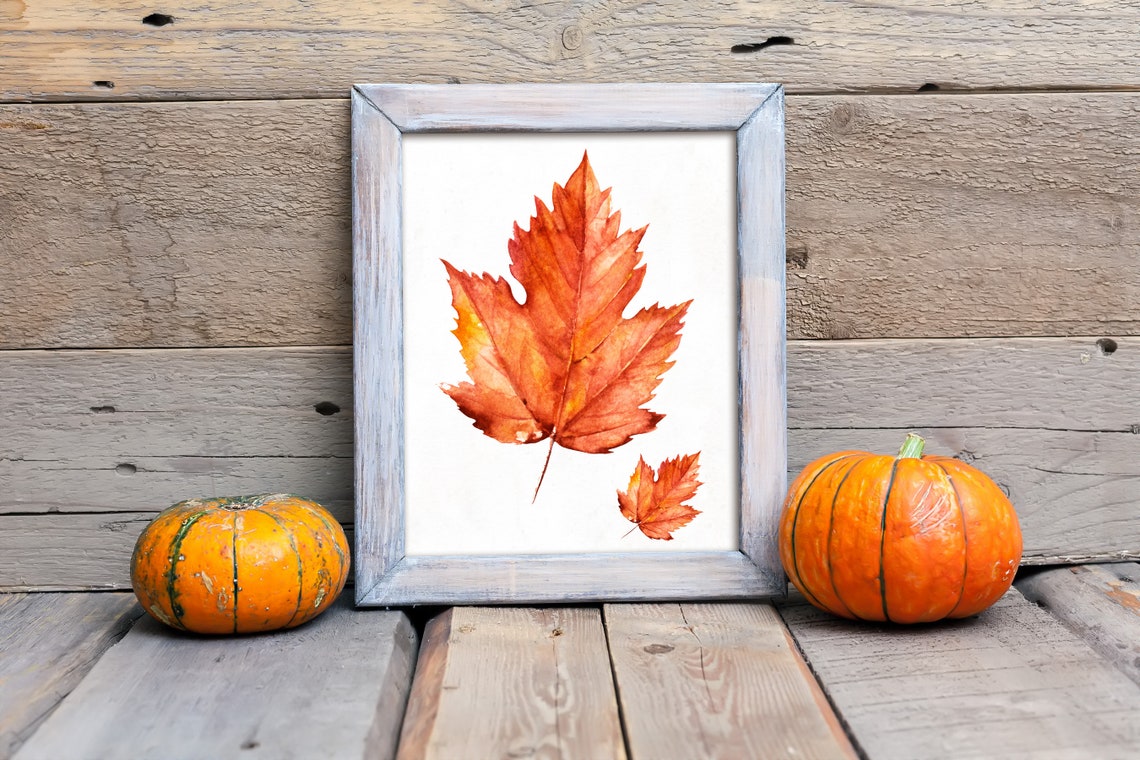Watercolor Maple Leaves Orange Autumn Botanical Decor Wall Poster - Image 4